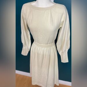 Vintage 1970s Ciaro Michael Kan White 100% Pure New Wool Dress Size XS/S